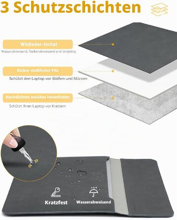 Чохол-сумка HYZUO для ноутбука MacBook 15 дюймів зі стійкою, Space Gray (Космічний сірий)