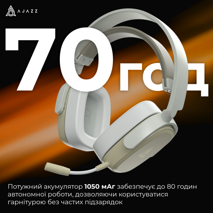 Бездротова ігрова гарнітура Ajazz AHM09 MAX Gray White (AHM09-MAX-GW)