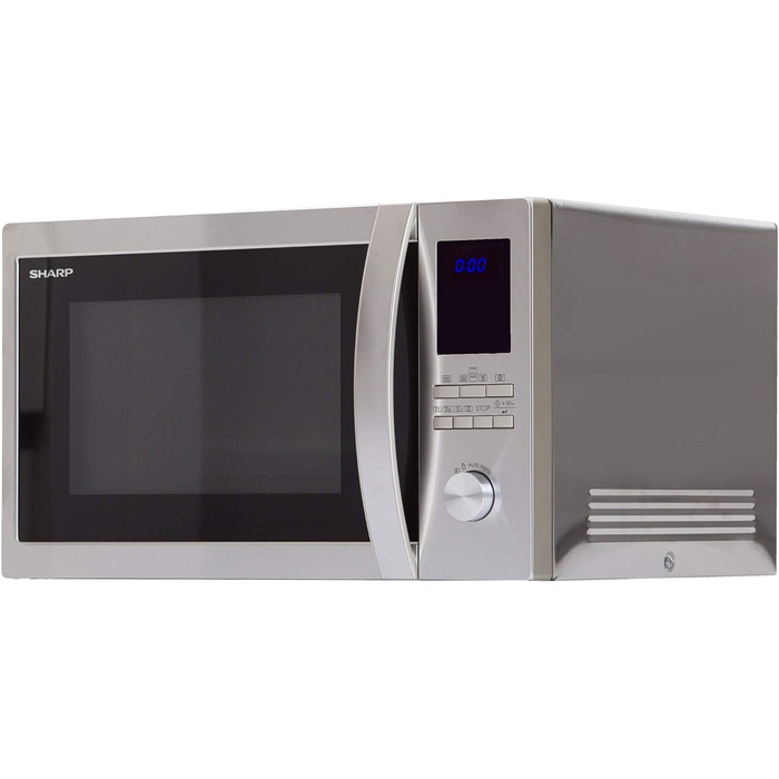 Мікрохвильова піч Sharp R922STWE 3-в-1 з грилем і конвекцією, 32 л, 1000 Вт, інфрачервоний гриль 1100 Вт, конвекція 2500 Вт, 10 авто програм, LED-дисплей, розморожування за вагою, нержавіюча сталь