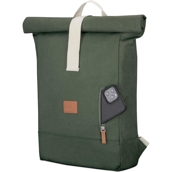 Рюкзак Johnny Urban Rolltop Adam Large для жінок і чоловіків, відділення для ноутбука 16'', міцний водовідштовхувальний бавовняний канвас, зелений