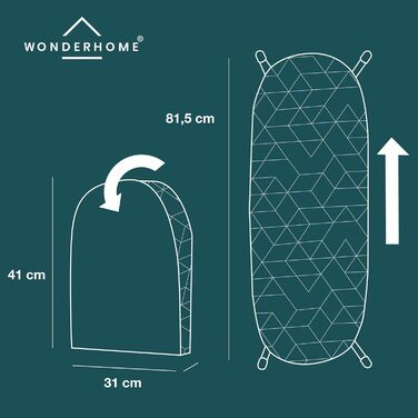 Складна прасувальна дошка WONDERHOME з патентом, з відкидними ніжками, сіра та блакитна, компактна для дому