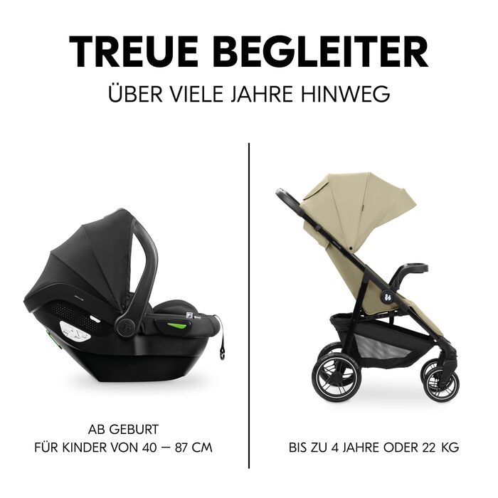 Дитяча коляска 3в1 Hauck Shop N Care Travel Set Olive - Buggy, люлька, автокрісло i-Size, підстаканник, SPF 50+, регульована спинка, складна