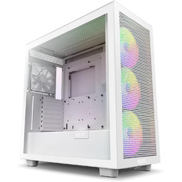 Корпус для ПК NZXT H7 Flow RGB білий, ATX Mid-Tower, з USB-C, сітчаста передня панель, загартоване скло, 3 вентилятори F-Series 140мм RGB, підтримка водяного охолодження