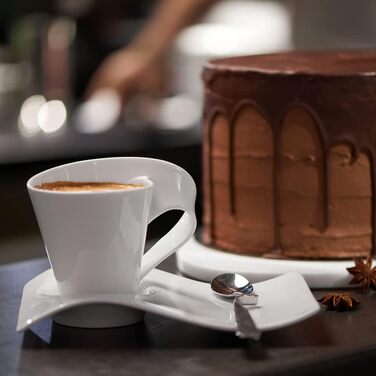 Кавовий сервіс Villeroy & Boch NewWave Premium, 8 предметів на 4 персони, білий, для кави, хвильовий дизайн, безпечний у посудомийній машині та мікрохвильовій печі