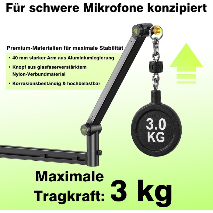 Низькопрофільний мікрофонний пантограф (стійка-тримач) Low Profile з Gear-Lock, чорний, до 3 кг, сумісний з Shure SM7B, MV7+, довжина 780 мм