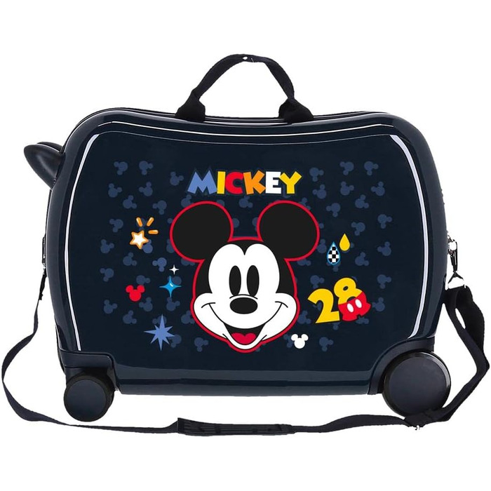 Дитяча валіза Disney Mickey Mouse, синя, 50x39x20 см, міцна ABS, 34 л, 4 колеса, ручна поклажа