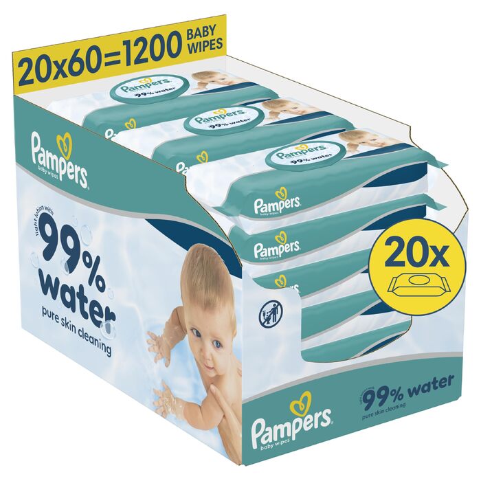 Дитячі вологі серветки Pampers Aqua Soft Touch, 15 пачок по 60 шт (загалом 900 шт)