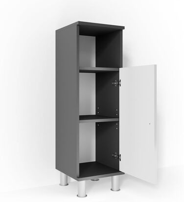 Пенал для ванної Vicco Fynn, антрацит/білий глянець, 30x95 см