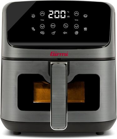 Аерофритюрниця Girmi FG27 Ecofrit Lite, 4.2 л, 1400 Вт, цифровий дисплей, 8 програм, таймер, без BPA та PFOA, сіра
