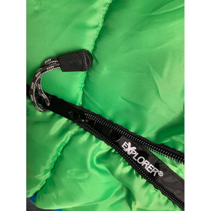 Дитячий спальний мішок EXPLORER JUNIOR 170x70x50 см мумія для кемпінгу, зелено-синій
