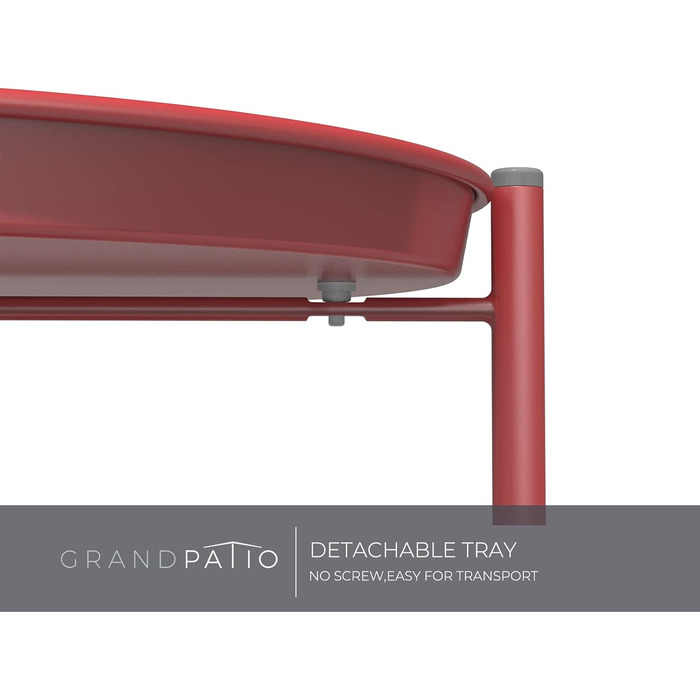 Металевий круглий журнальний стіл Grand Patio, 2-рівневий, червоний, зі знімною полицею, для вітальні, спальні, саду, 45x45x53 см