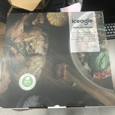 Аерофритюрниця Iceagle 6,5 л, 1700 Вт, металевий корпус, 8 програм, цифровий дисплей, без масла, рецептбук, 80-200°C