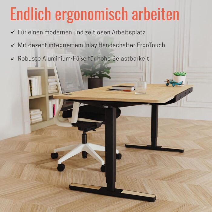 Ергономічний електричний стіл Yaasa Desk Pro з регулюванням висоти, білий/білий, 200x80 см – стіл для офісу та дому, вантажопідйомність 120 кг