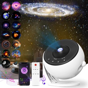 Проектор зоряного неба Galaxy 13-в-1, нічник-планетарій для декору кімнати з підтримкою музики через смартфон