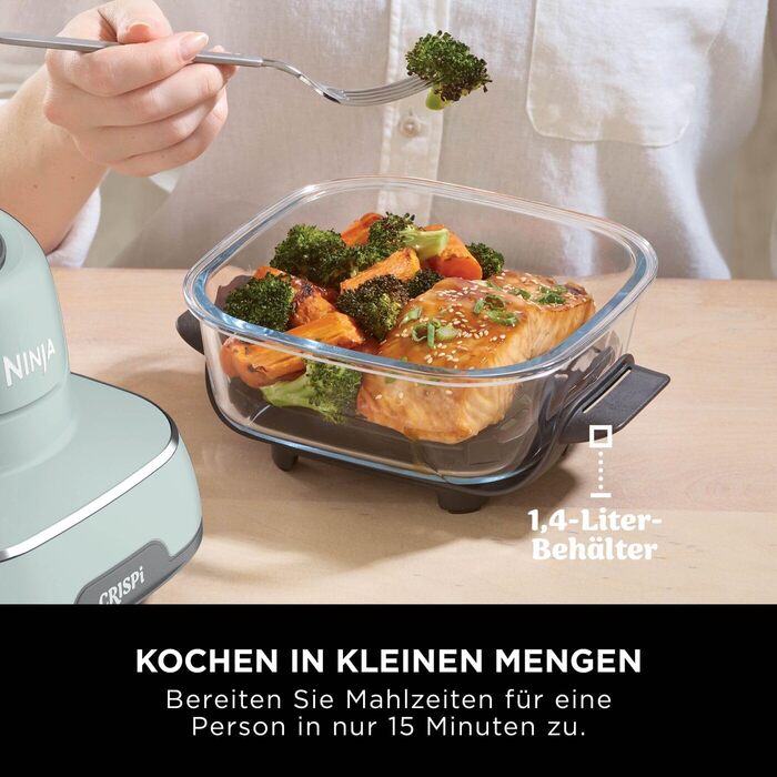 Ninja CRISPi Airfryer: Фритюрниця-конвекційна піч, 3.8 л, 4-в-1, 1700 Вт, Sage (FN101EUSTGD)