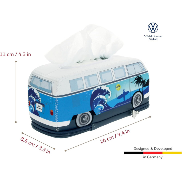 Диспенсер для серветок BRISA Volkswagen T1 Bulli Surf, неопрен, блакитний, для ванної