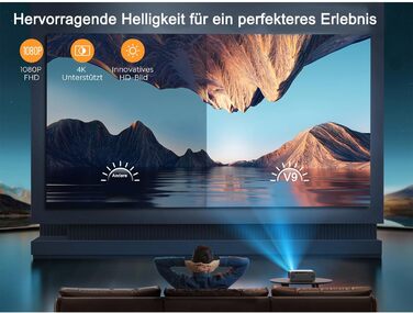 Проектор для домашнього кінотеатру YABER Full HD 1080p (підтримка 4K), автофокус, корекція трапеції, WiFi 6, Bluetooth, портативний outdoor-проектор до 300 дюймів для смартфонів, Fire TV Stick та PS5
