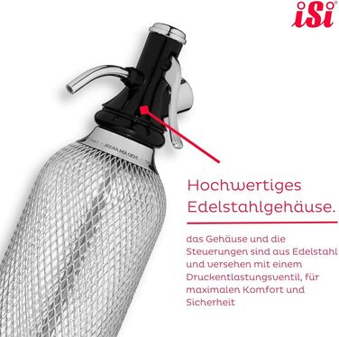 Сифон для газування води iSi Sodamaker Classic 1,0 л, з пляшкою PEN в сталевій оплітці, пристрій для приготування газованої води, аксесуар для бару у вінтажному стилі