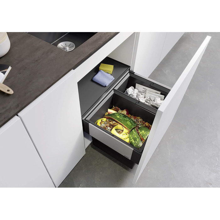 Сортувальна система для сміття BLANCO SELECT II 60/2 для шаф 60 см, висувна, 1x30 л і 1x19 л, з кришкою, для кухні