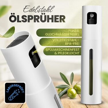 Преміум розпилювач для олії Leisure Life NEU 2.0 з нержавіючої сталі, 100 мл, BPA-free, для кухні, гриля та аерофритюрниці