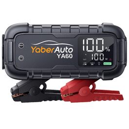 Бустер для автомобіля YaberAuto 8000A, пусковий пристрій Powerbank 26800mAh, 65W USB-C PD, для бензинових та дизельних двигунів до 12.0л, з ліхтарем 600 Лм