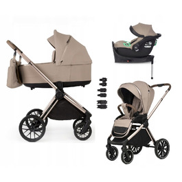 Дитячий візок 4в1 ADAMEX BIANCO CHAMPAGNE LATTE PETITE PRO i-size з базою