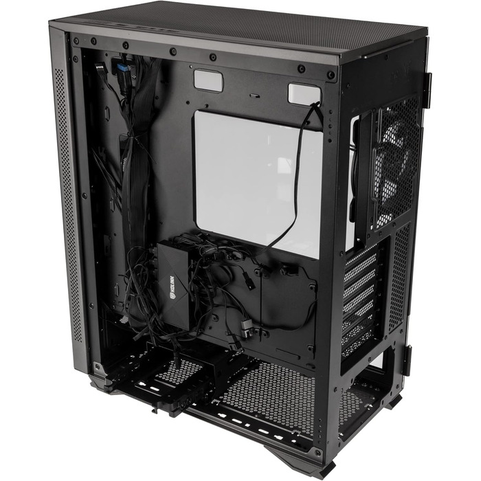 Корпус для ігрового ПК Kolink Stronghold Prism RGB чорний, EATX, Mesh-панель, відкидна дверцята із загартованого скла, 4x 120 мм ARGB вентилятори, Midi Tower