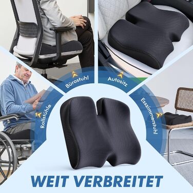 Ортопедична подушка для сидіння Benazcap з ефектом пам'яті (Memory Foam) – ергономічна подушка для розвантаження тиску в авто, офіс, геймінг та дім, зі знімним чохлом, 45*41*8 см