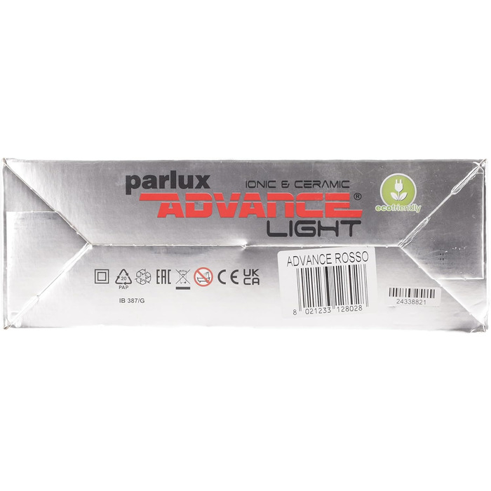 Фен Parlux Advance Light Ionic & Ceramic 2200 Вт, легкий, компактний, професійний, для всіх типів волосся, червоний, без насадки Softstyler