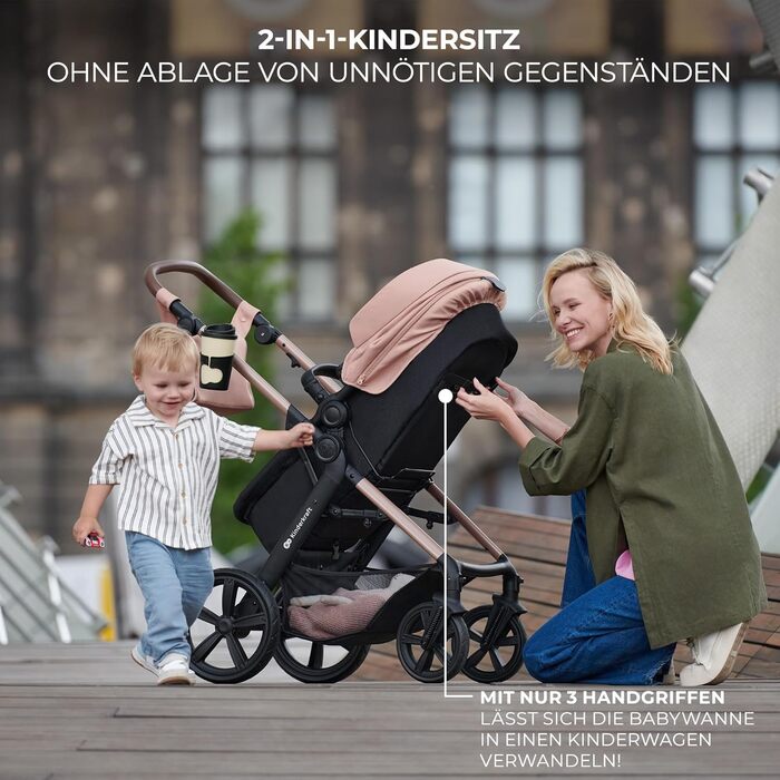 Дитяча коляска Kinderkraft MOOV2 4 в 1 з автокріслом I-SIZE, чорна (CLASSIC)