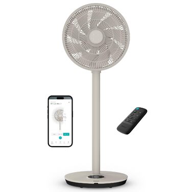 Duux Whisper Flex 2 Smart Вентилятор: тихий (13 дБ), нічний режим, таймер, регульована висота (54-92 см), енергоефективний, з Wi-Fi та пультом (Greige)