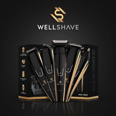 Wellshave 5 в 1 Тример для бороди та тіла чоловічий, багатофункціональний, з регулюванням довжини