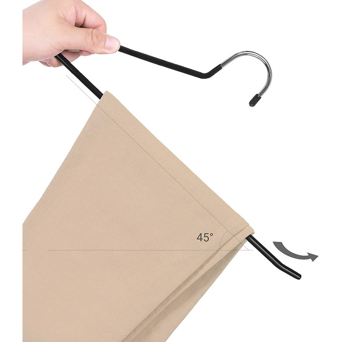 SONGMICS Вішалки для штанів, 20 шт, металеві, багатофункціональні, з відкритим кінцем, нековзні, 38×0,5×13 см, чорні