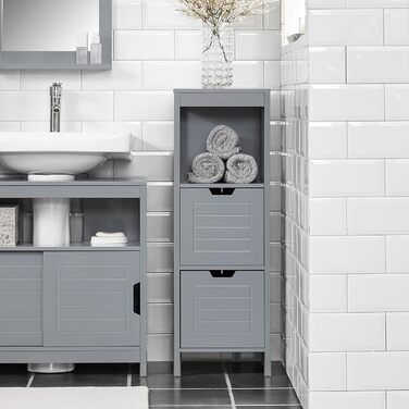 Тумба для ванної SoBuy FRG127-SG, темно-сіра, з ніжками, 30x90x30 см