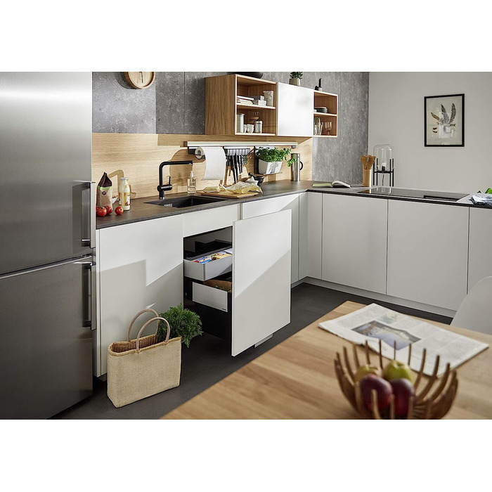 Система для сортування сміття BLANCO SELECT II 60/2 Orga для шаф 60 см, висувна органайзерна шухляда, 1×30 л і 1×19 л відро, глибина 400 мм