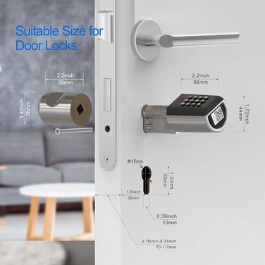 Електронний дверний замок WELOCK для вхідних дверей з PIN-кодом, Bluetooth, додатком, водонепроникний, для дверей 50-100 мм