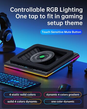 Ігровий охолоджувач для ноутбука llano V12 RGB Cooling Pad, підставка з вентиляторами, чорний