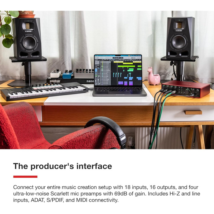 Звукова карта Focusrite Scarlett 4i4 4-го покоління USB: для гітаристів, вокалістів, музикантів - Hi-Fi студійна якість, комплект програмного забезпечення