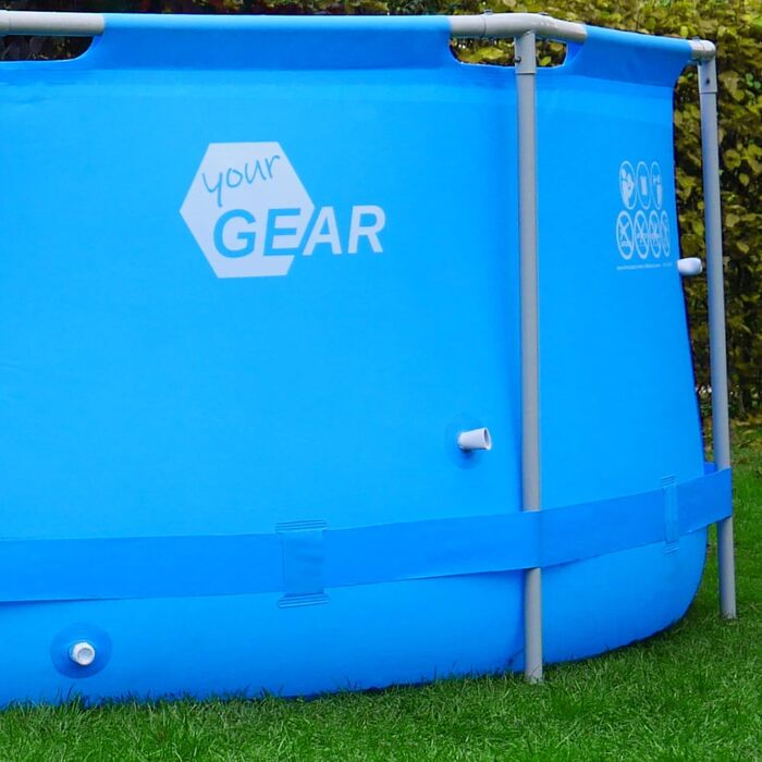 Басейн каркасний your GEAR, стальний, круглий/прямокутний/квадратний, висота 70-122 см, для саду, синій, різні розміри (300x200, 300x300, 400x200, Ø366 см, Ø457 см, Ø366x122 см)