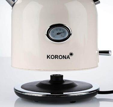 Електрочайник Korona 20666 ретро, 1,7 л, 2200 Вт, кремовий, з термометром, фільтр від накипу, для чаю та кави