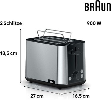 Тостер Braun PurShine HT1510 WH, 8 режимів, розморожування, підігрів, чорний