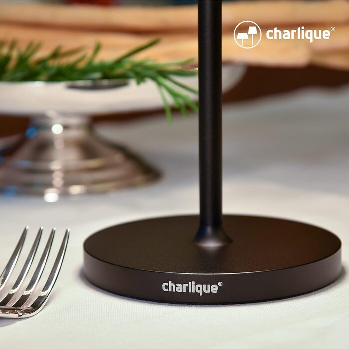 Світлодіодна акумуляторна настільна лампа charlique, 38 см, чорна, USB, тепле світло, для дому та вулиці, водостійка для балкона, тераси і саду