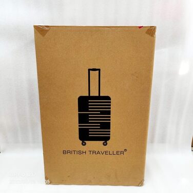 Середній валізний чемодан British Traveller, жорсткий корпус, 64×43×26,5 см, з TSA-замком, на колесах, ABS+PC, помаранчевий, 24 дюйми
