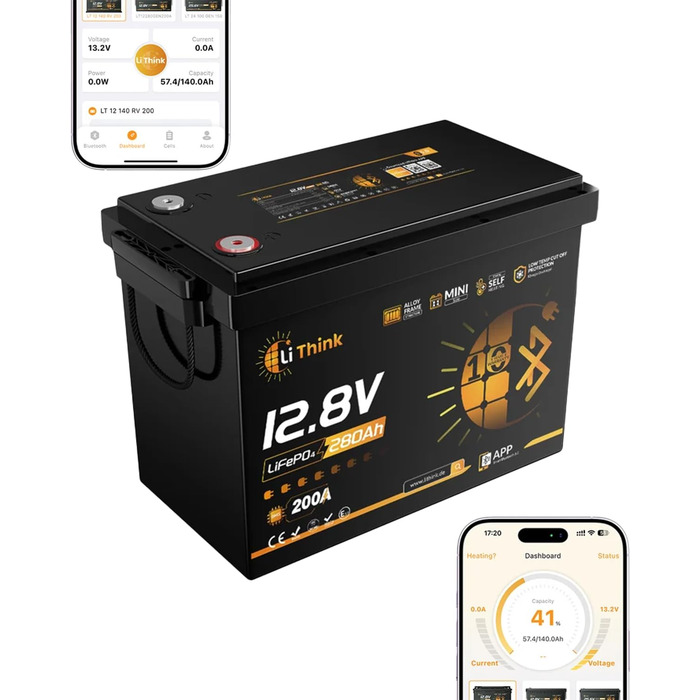LiFePO4 акумулятор 12V 100Ah H190 ECE R10 з Bluetooth 5.4 для кемперів та будинків на колесах (12V 280Ah MINI)