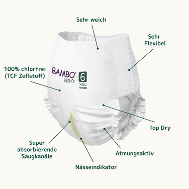 Тренувальні трусики Bambo Nature Premium для привчання до горщика, розмір 6 (15+ кг), XXL, 90 шт, екологічні та гіпоалергенні