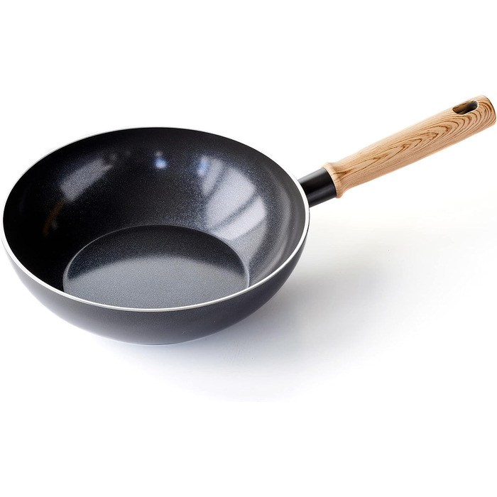 Wok GreenChef Vintage 24 см, 2,5 л, керамічний, антипригарний, PFAS-free, індукційний, дерев'яна ручка, для духовки, сірий