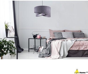 Підвісний світильник Light-Home Milan з абажуром з велюру, індустріальний стиль, темно-сірий і срібний, для вітальні, спальні та їдальні