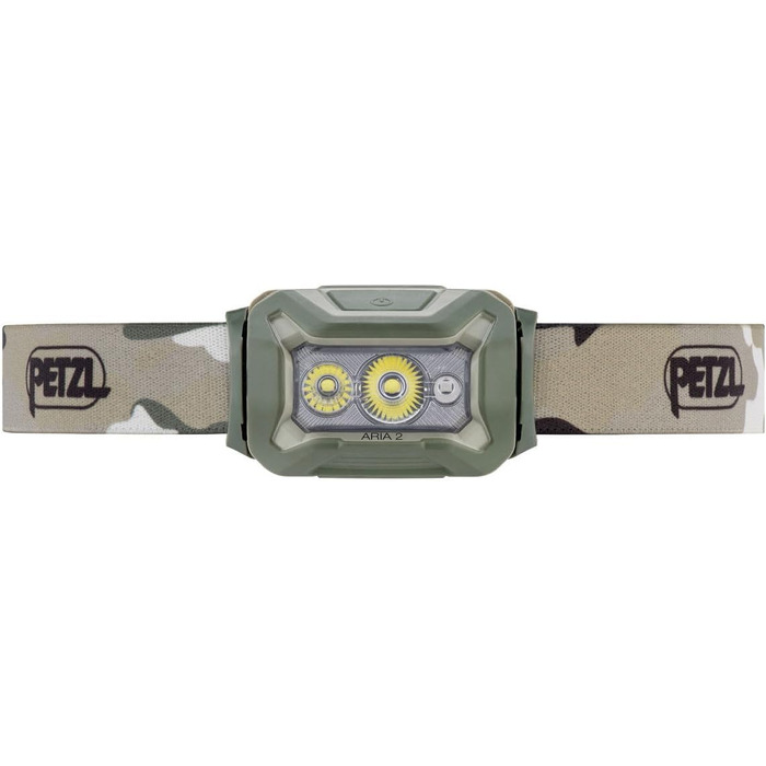 Ліхтарик налобний PETZL Aria 2, камуфляж зелений, для туризму та кемпінгу