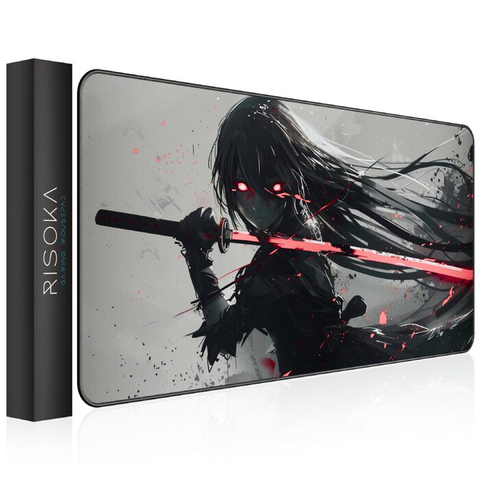 Ігровий килимок для миші XXL Gaming Anime (Night Katana), 900x400 мм, водонепроникний, з прошитими краями