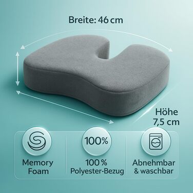 Ортопедична подушка для сидіння Universe-GL з піни Memory Foam: підтримка куприка, зняття болю в спині, знімний чохол